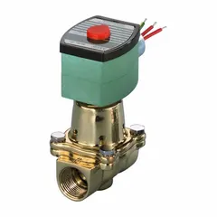 This 2-way, 2-position normally closed solenoid valve is designed for high-temperature applications. It features a 1/2 in pipe size and operates on 110V AC. The watertight coil enclosure allows use in washdown or outdoor environments. Typical uses include on/off control of steam, hot water, and process fluids.