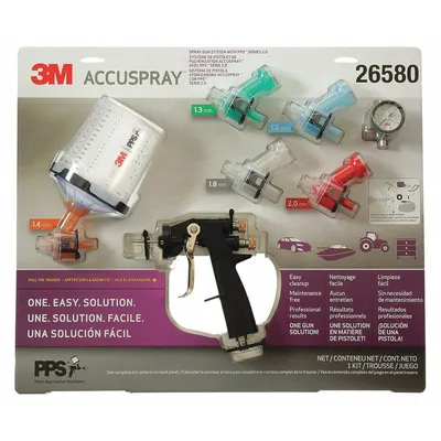 3M Conventional Spray Gun Kit: HVLP, 1/2 in to 12 in, 1/4 in Air Inlet Size - HVLP Spray Guns