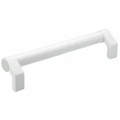 Fixed pull handle with threaded holes for mounting. White glossy aluminum grip, M8 screw size, 1.3 in grip thickness, 11.81 in grip length. Non-recessed projection type. Suitable for industrial enclosures, machinery doors, and equipment panels.