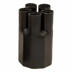Black heat shrink breakout boots, 7.7 in length, with 3.93 in inner diameter before shrinking. Pack of 10. Used to seal and protect cable splices and terminations, providing environmental sealing and strain relief for multi-conductor cables in power distribution, control panels, and machinery installations.