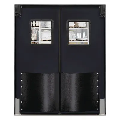 CHASE Swinging Door: Polyethylene, 2 Doors, Black, 7 ft Door Wd, 8 ft Door Ht - Washdown Swinging Doors