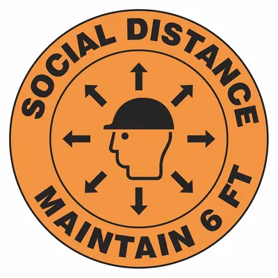ACCUFORM Hard Hat Label: Social Distance Maintain 6 Ft - Safety