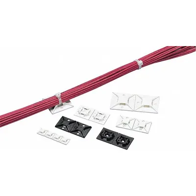 PANDUIT Cable Tie Mounting Base: 0.2 in Slot Wd, 0.06 in Slot Ht, 1 in L x 1 in W x 0.2 in H - Adhesive Mount Cable Tie Bases