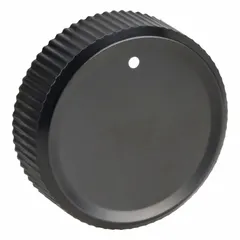 Replacement thermostat knob for HVACR systems. Used to adjust temperature settings on compatible thermostats. Suitable for commercial or industrial climate control applications.