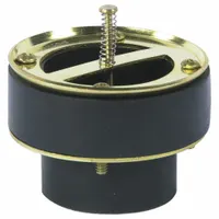 Backwater valve constructed of stainless steel with a black finish. Features a slip connection type. Overall diameter of 3-7/8 inches and overall height of 2 inches. Used in drainage systems to prevent sewage backflow into buildings during municipal system overloads