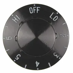 Temperature dial for HVACR equipment, used to adjust temperature settings on ovens, furnaces, and other gas-fired appliances. Commonly installed by service technicians during repairs or retrofits.
