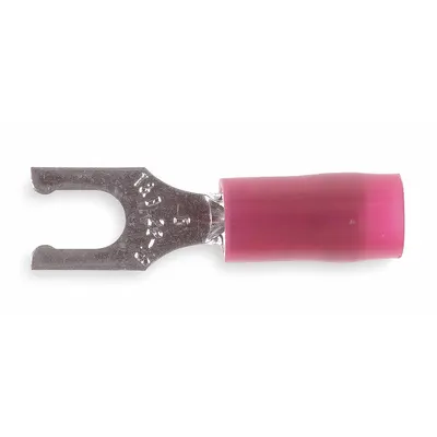 STA-KON Fork Terminals: Red, Nylon, #10 Stud Size, 22 AWG – 16 AWG Wire Range, Locking Fork - Insulated Fork Terminals