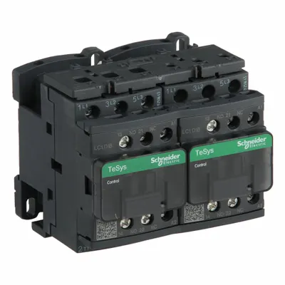 SCHNEIDER Magnetic Contactor: Reversing, 3 Poles, 3NO Contacts, 18 A - Reversing IEC Contactors
