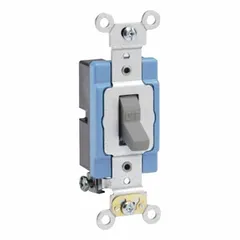 Single-pole maintained toggle wall switch rated 15 A at 120/277V AC. Gray non-illuminated design for standard on/off control of lighting or equipment in commercial and industrial environments.
