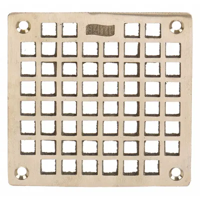 JAY R. SMITH MFG. CO Grate: A, Square, 4 5/8 in Overall Wd, 1/8 in Overall Ht, Nickel Bronze - Light-Duty Floor Drain Grates (Class A)