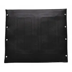 Vinyl replacement seat upholstery for Invacare wheelchairs. Measures 18 inches in overall length and 24 inches in overall width. Includes attaching hardware for installation. Provides a cleanable surface for medical mobility equipment.