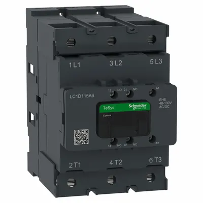 SCHNEIDER Contactor: Non-Reversing, 3 Poles, 3NO Contacts, 115 A - Non-Reversing IEC Contactors