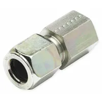 This PARKER Ferulok series compression fitting is a flareless bite-type steel adapter for connecting 3/8 in OD tube to 3/8 in pipe size. It features a 3/8-18 thread size and is suitable for use in hydraulic and pneumatic fluid-control systems