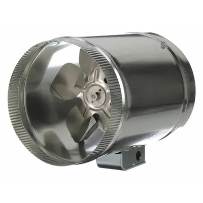TJERNLUND In-Line Duct Fan: 475 cfm Max., 10 in Duct, 7.5 W, 120V AC, 1 Ph - HVAC Booster Inline Duct Fans