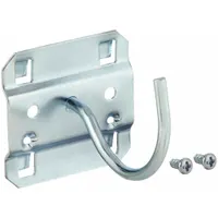 APPROVED VENDOR Curved Pegboard Hook: 2 7/8 in x 2 1/4 in, Screw-In, Surface, Silver