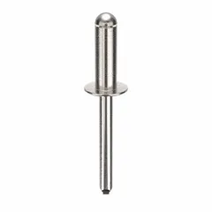 Inch-series domed-head blind rivet with 0.249" diameter, 2 4/91" length, 23/32" body length, and 2 3/64" overall length. Supplied in a 100-piece pack. Used for general-purpose fastening in metal fabrication, sheet-metal assembly, and similar applications requiring a permanent joint.