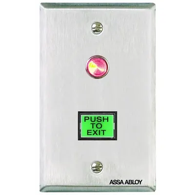 SECURITRON Exit Push Button: 4 1/2 in Ht, 5/8 in Dp, 2 3/4 in Wd, Green/Red - Push-to-Exit Buttons