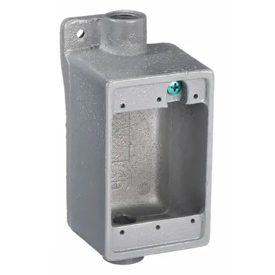 HUBBELL KILLARK Electrical Box: Iron, Rectangular, 1 Gangs, 1/2 in Hub Size - Iron Weatherproof Electrical Boxes