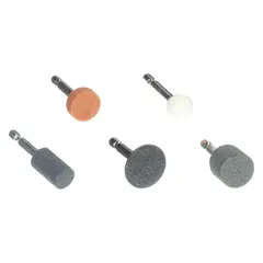 Abrasive Point Set: Ball/Cylinder/Disc/Dish, 1 in/3/4 in/1 1/4 in Head Wd, 5 Pieces