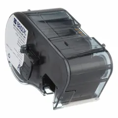 This continuous label roll cartridge integrates label and ribbon in a single unit for use with the M511 printer series. The vinyl material provides resistance to abrasion and chemicals, suitable for industrial identification such as cable marking, component labeling, and safety signage.