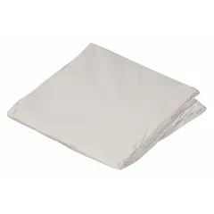 This plastic mattress encasement is designed to protect mattresses and box springs from spills and allergens. It measures 80 inches in length and 78 inches in width, fitting beds up to 8 inches high. The white, water-resistant material is suitable for hospitality, healthcare, and residential use.
