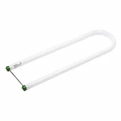 This PHILIPS T8 fluorescent U-bend lamp operates at 31 watts with a color temperature of 4100K. It features a medium bi-pin (G13) base and a U-bend leg spacing of 1 5/8 in. Commonly used in commercial and industrial lighting fixtures such as office troffers and linear grid ceilings where a compact, space-saving fluorescent source is required.
