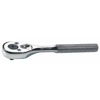 PROTO Hand Ratchet: Pear, Reversible, 5 in Overall Lg, Chrome, 15° Min Arc Swing, 1/4 in Drive Size (MPN J4749HS)