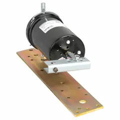 Linear pneumatic damper actuator with extended shaft mounting and rubber component. Features a clevis actuator connection and 8 psi to 13 psi spring range. Designed for fire and smoke applications in HVAC systems. Positioner not included.