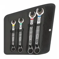 WERA Combination Wrench Set: Alloy Steel, Nickel Chrome, 4 Tools, 10 mm to 19 mm Range of Head Sizes (MPN 05020090001)
