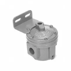 Three-way pilot air control valve with 1/4 in NPT ports and aluminum body. Rated for 250 psi pilot pressure. Used for remote pilot operation in pneumatic systems to control actuators, cylinders, and valves.