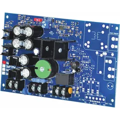 The ALTRONIX SMP7 is a power supply board that accepts 28V AC input and provides selectable 12VDC or 24VDC output at 6A. Constructed with a phenolic/fiberglass board, it is used in industrial control and security systems to power access control panels, CCTV cameras, and automation equipment.