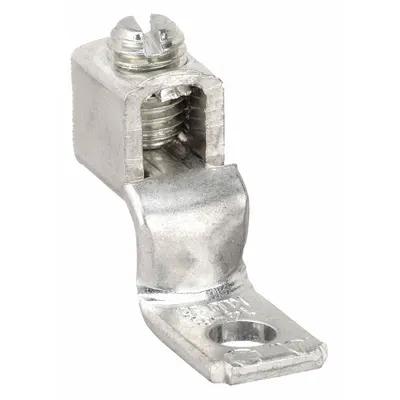 BURNDY Wire Connector: 14 AWG – 6 AWG Wire Sizes, #10 Stud Size - Straight Mechanical Lugs with Offset Tongues
