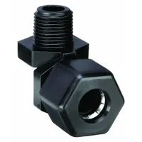 PARKER Compression Fitting Elbow: 5/16 in OD x 1/4 in Pipe Size, Compression x MNPTF, Polypropylene (MPN P5ME4)