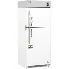 This pharmacy refrigerator-freezer combination provides 13 cu ft of storage capacity with two swing solid doors and a right-hand door hinge. It is designed for storing temperature-sensitive medications, vaccines, and biological samples in clinical or retail pharmacy settings.