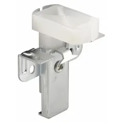 This hanging door guide is used in sliding door systems to keep the door aligned and stable on its track. It measures 2 inches in length and 3 13/16 inches in width, with a maximum weight capacity of 60 lb per pair. Sold as a set of 1 pair, it is suitable for interior bypass or pocket doors in residential and light commercial settings.