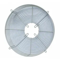 This steel fan guard set includes one rear section with a 17 9/16-inch guard diameter. It features a powder-coated beige finish and is designed for use with industrial fans and ceiling fans to provide protection from rotating blades.