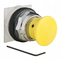 SCHNEIDER Mushroom Head Push Button: 30 mm Mounting Size, Metallic, Momentary (MPN 9001KR24Y)