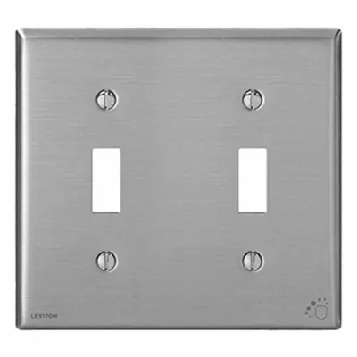 LEVITON Wall Plate: Toggle, 2 Gang, Silver - General Purpose Wall Plates