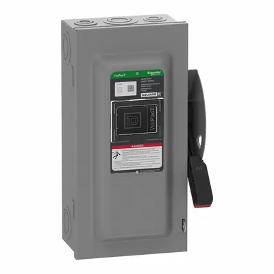 SCHNEIDER Safety Switch: Fusible, 60 A, Three Phase, 600V AC/DC, Galvanized Steel - Fusible Safety Switches