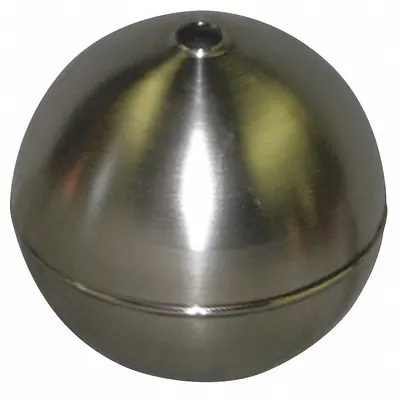 NAUGATUCK Tubed Float Ball: Float Ball, 1/2 in, 1/2 in Thread Size, Through Tube - Stainless Steel Through-Tube Floats