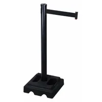 RETRACTA-BELT Barrier Post with Belt: Black, No Pattern, No Legend, 10 ft Belt Lg, Black (MPN 302BA-BK)