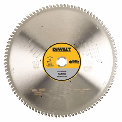 DEWALT Circular Saw Blade: 14 in Blade Dia., 100 Teeth, 0.13 in Cut Wd, 1 in Arbor Size - Aluminum & Soft Metal-Cutting Blades