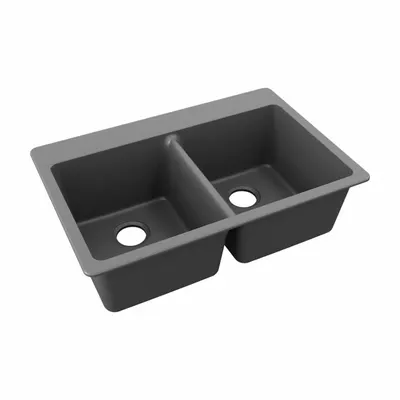 ELKAY Sink: 33 in Overall Lg, 22 in Overall Wd, 9 1/2 in Bowl Dp, 14 1/4 in Bowl Lg - Two-Bowl Counter-Mounted Kitchen & Bar Sinks without Faucets