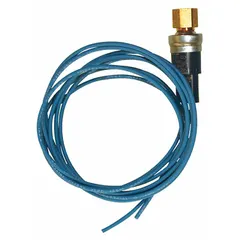 Manual reset single-pressure encapsulated control switch with SPST contact form, open on rise at 575 psi. Rated for 120V AC with 1/4 in female flare connection. Used for fan cycling in HVAC and refrigeration systems to protect compressors and condensers from overpressure conditions.