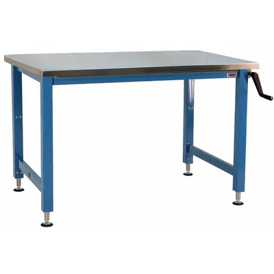 BENCHPRO Workbench: Adj Ht, Stainless Steel, 60 in x 30 in, 1,000 lb Overall Load Capacity - Open-Base Workstations