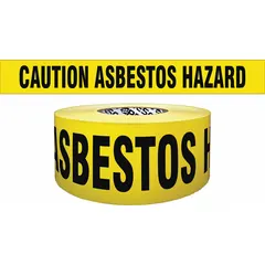 APPROVED VENDOR Caution Asbestos Hazard Barrier Tape, 3 in x 1000 ft, Polyethylene, Black on Yellow