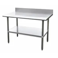 APPROVED VENDOR Work Table: Fixed Ht, Stainless Steel, 48 in x 30 in, 600 lb Overall Load Capacity