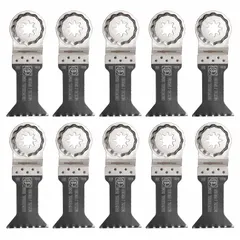 Bi-metal Starlock Plus mounted blades designed for precision cutting of plasterboard. Suitable for flush cuts and detail work in drywall and renovation applications. Sold in a 10-piece pack with an overall length of 4 5/16 inches.