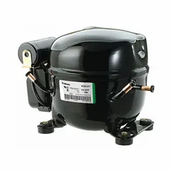 Hermetic reciprocating compressor for R-404A refrigerant. Provides 1,947 BtuH cooling capacity with a 1/2 hp motor. Discharge line connection size is 1/4 in. Suitable for commercial refrigeration systems such as walk-in coolers and freezers.