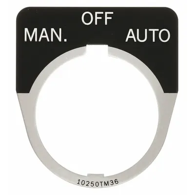 EATON Legend Plate: 30 mm Panel Mounting Size, Half-Round, 1 5/8 in Overall Wd - Push-Button Rings & Plates